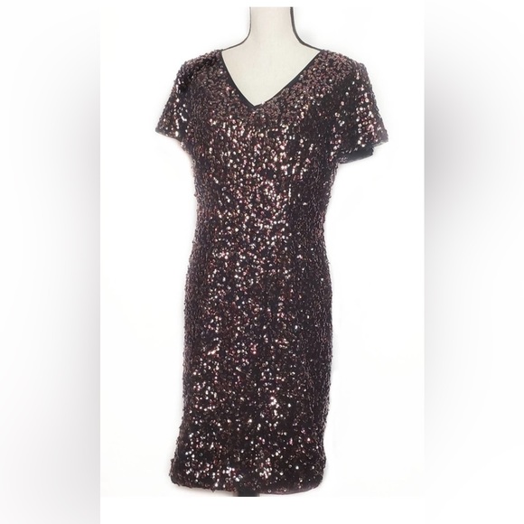 Vince camuto Rose Gold & Gold sequin dress EUC Size 10 worn once - Picture 1 of 5